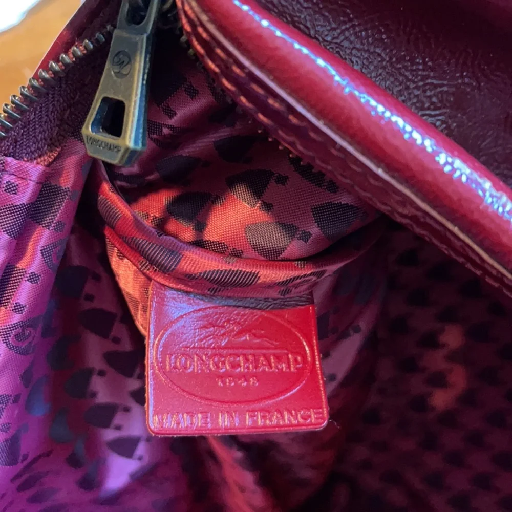 Longchamp Legende Top Handle Boston Bag Satchel in Red Verni Patent Leather
